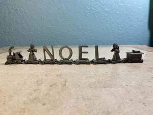 Vintage Fort Pewter NOEL Christmas Train 8-Piece Figurine Set with Angels